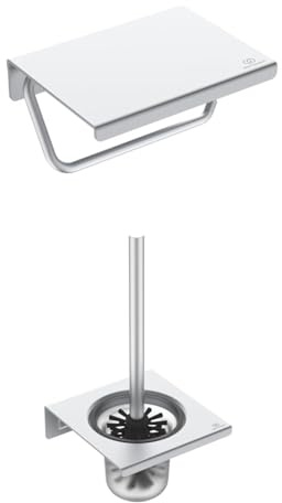 Ideal Standard ALU+ Set Accesorios baño (2 en 1), Set con BD592SI escobilla de Inodoro y BD593SI portarollos de Papel higiénico, Silver