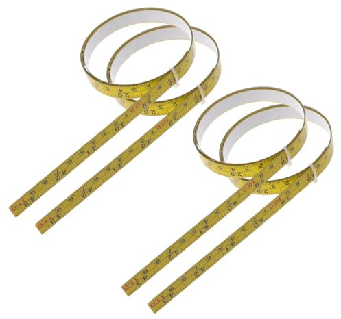 BUGUUYO Lot de 4 Mètres Rubans de Mesure Autocollants 1M Plat en Acier Haute Teneur Carbone Double Échelle Métrique Adhésif pour Bricolage Travail du Bois et Dessin Technique