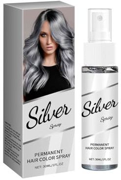 Gray White Hair Spray Temporary, Temporary Hair Dye, Non-Sticky, Long-Lasting, Washable Temporary Hair Dye, for Christmas, Halloween, Birthdays, Party, Cosplay (1)