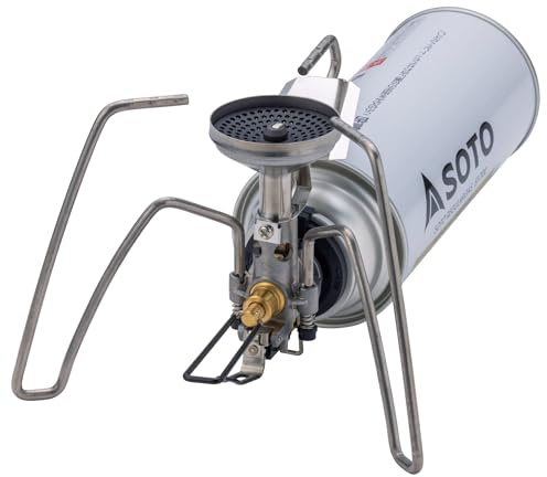 Soto TriTrail Gasspis Campingspis (135 g) – ultralätt utomhusspis för MSF-1a gaspatroner, med piezotändning, konkav brännare, mikroregulator, tillverkad i Japan
