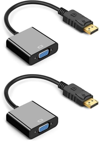 2 cables adaptadores DisplayPort a VGA de alta transparencia 1080P conectores de placa dorada para portátiles y monitores de escritorio