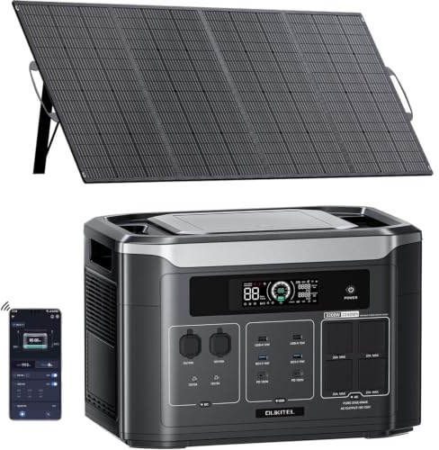OUKITEL 3200W Generador Solar con Panel 200W, Estacion de Energia Portatil 2048Wh Ampliable hasta 16KWh, Batería LiFePO4, Carga al 80% en 45 min, 16 Puertos, Power Station para Camping, Caravana
