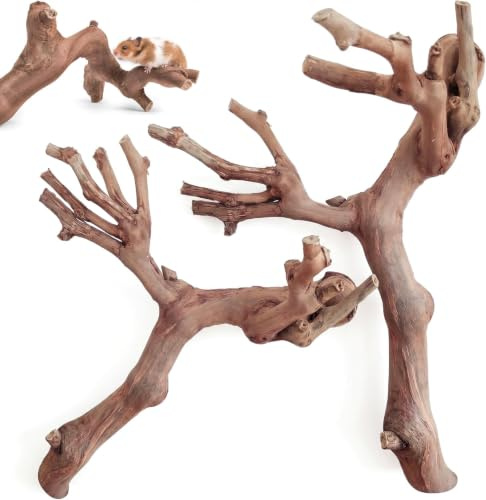 2 Pcs Hamster Enrichment Toys, Natural Grapevine Branches Rat Toys For Pet Rats, Small Animal Cage Climbing & Habitat Decor Hamster Enrichment，Wood，20cm