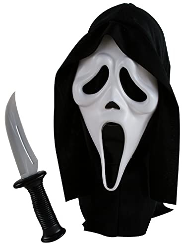 Okänd mask och knivsats vuxen skrikande