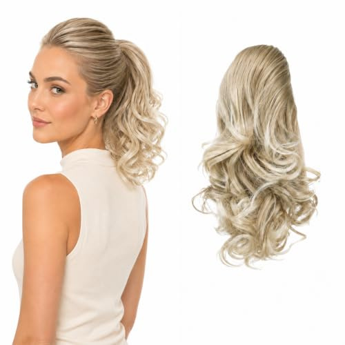 CAISHA 30cm Haarteil Zopf Haarverlängerung Gewellt Blondmix PH4a