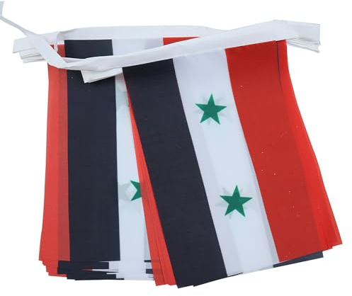AZ FLAG Wimpelkette Syrien 6 m 20 Flaggen Leichtes Polyester 21x15 cm