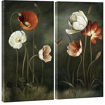 Wieco Art Kunstdruck auf Leinwand, Motiv: Herbstliebe, modernes Giclée-Kunstwerk, 5 Paneele, abstrakte Landschaft, Ölgemälde, Reproduktion, Bilder zum Foto, gedruckt auf Leinwand, Wandkunst für
