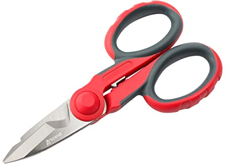Ascend Tools Multipurpose Electrician's Shears 5-1/2 inch - High Carbon Steel Serrated Blade, Cut/Strip Electrical Wire, Wire Cutting Notch, Crimp Terminals, Clean/file Electrical Boxes