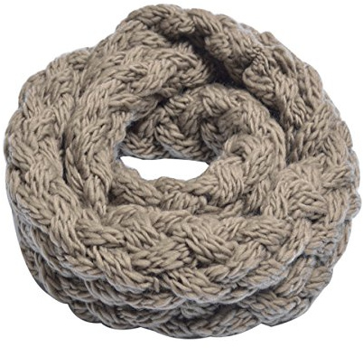 Premium Solid Winter Criss Cross Knit Thick Infinity Loop Circle Scarf, Khaki