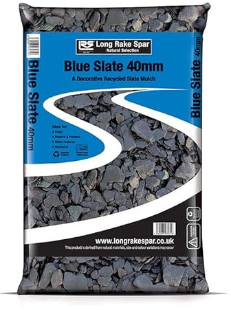 Suregreen Blue Slate Chippings | 40mm | 20kg | Aggregates, Garden Pebbles, Garden Chippings, Driveway Stones/Sealer