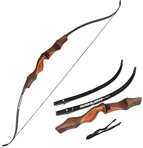 MILAEM 60 Bogenschießen Takedown Recurve Bow Holz Riser 30lbs Langbogen Jagd Outdoor Schießen Zielübungen Rechte Hand Erwachsener (30lbs)
