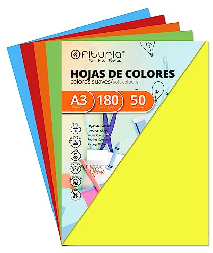 Pack 50 Cartulinas Colores Suaves Tamaño A3 180g