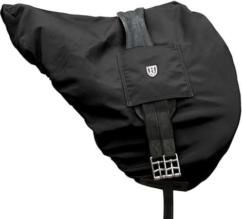 Harrison Howard Premium Waterproof/Breathable Fleece-Lined Long-Lasting Outer Damage Protection Saddle Cover for Dressage Mars Black