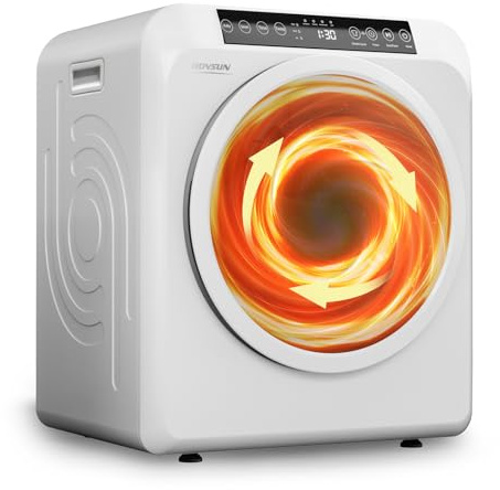 Bonnlo 3.5Cu.Ft Portable Clothes Dryer, Front Load Tumble Laundry Dryer Machine with LED Control Panel & Stainless Steel Tub, 1300W, White