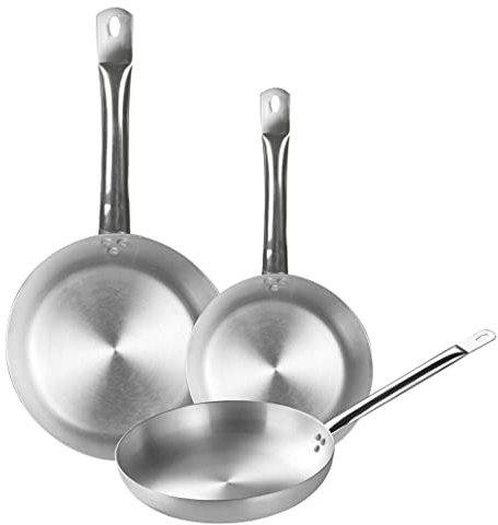 PINTINOX Prima Collection Padella Bassa in Alluminio Crudo Professionale Serie Alu Easy, con Manico Tubolare in Acciaio (SET 20-24-28)