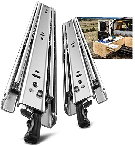 AOLISHENG Guias Correderas Para Cajones Con Freno 300mm Rieles Para Cajones Extensión Completa 68 KG Capacidad Carga Guías Laterales Para Cajones Con Rodamiento de Bolas 1 par (2 piezas)