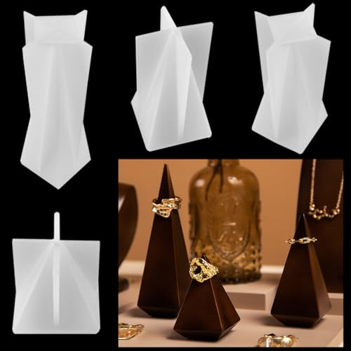Voyyphixa 4 Pièces Moule en Silicone en Pyramides Moules en Résine Moules de Coulée époxy Moule Pyramide pour Resine Bijoux Cône Resin Molds DIY Bougies et Décoration de la Maison