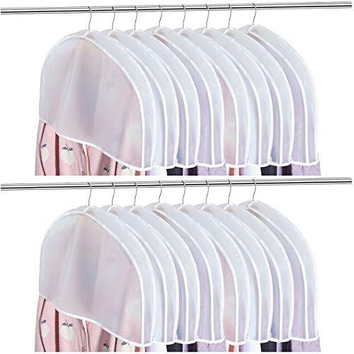 Patelai 16 Pcs 2 Gusseted Shoulder Covers for Hanging Clothes 24 x 12 Plastic Garment Dust Covers Protectors for Closet Storage Suit, Coats, Jackets, Dress Closet Storage(Translucent)