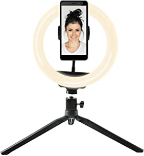 Ring Light Denver RLS-801. Trépied d'une Hauteur de 19 cm. Anneau Lumineux à Del de 8 pour Selfie