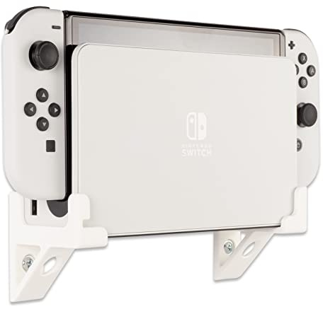 P3D-Lab Support mural pour console de jeu Nintendo Switch OLED, support mural Switch OLED fabriqué au Royaume-Uni Blanc