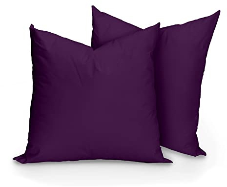 Hans-Textil-Shop 2er Set Kissenbezüge, 100% Baumwolle, Reißverschluss - Kopfkissen, Dekokissen, Couchkissen, Sofakissen (40x60 cm, Lila)