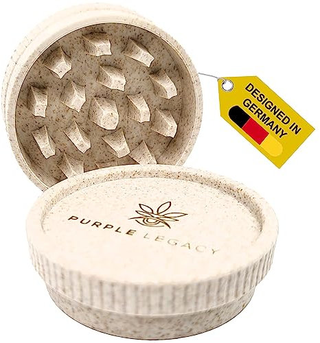 PURPLE LEGACY® Grinder Juego de molinillo de polen triturar hierbas, especias, especias, accesorios de especias, molinillo de 55 mm de diámetro, 2 piezas de fibras vegetales para viajes discreto
