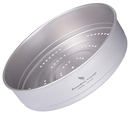 iBasingo Titan Dampffächer 2L Dämpfeinsatz Outdoor Camping Kochgeschirr Leichtes Picknick Wandern Dampfgarer-Schalen Tragbare Reise Haushalt Gemüsefiltersieb Kochen Kit Dampfgarerschalen Ti2113C