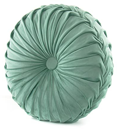 Fouriding Runde Wurf Kissen für Couch dekorative 15 X 15 Kürbis Runde Samt Kissen für Sofa Bett Stuhl Boden Auto dekorative (Hellgrün)