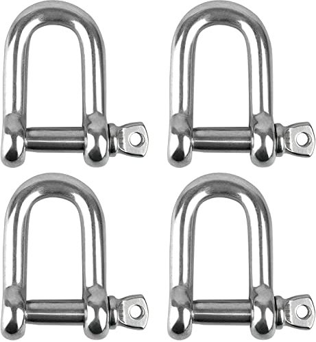 PlsMupn M8 D-Grilli 304 in Acciaio Inox, 4 Pezzi Grillo in Acciaio Inox con Perno a Vite Estraibile, per Rigging Pesanti,Ttiranti, Anelli di Collegamento a Catena in Acciaio