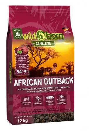 Wildborn African Outback 12 kg | Hundefutter getreidefrei für Erwachsene Hunde mit Straussenfleisch | Hund Hundefutter getreidefrei | Made in Germany