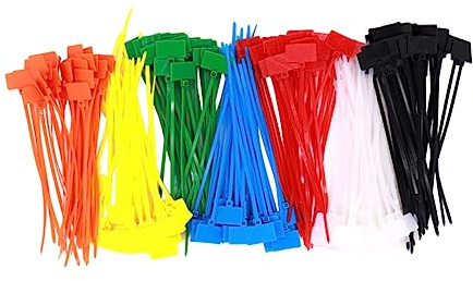 HOMSFOU Nylon Kabelbinder Etiketten Multifunktionale Kabelmarkierungen 500 Stück zur Kabelorganisation und Beschriftung Zufällige Farbe für Büro und Computer