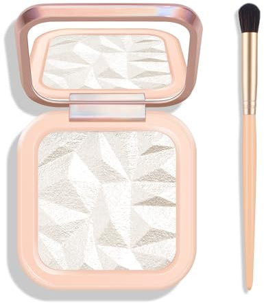 KYDA Face Highlighter Palette, High Glossy Face Illuminator Palette, Narutal Glow Finish, Pearl Shimmer Smooth Baked Powder, Lasting Sparkling Highlighter Makeup-PEARL