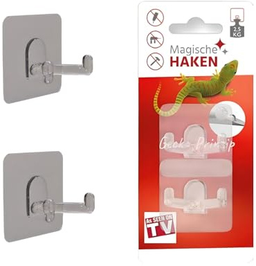 Magische Haken original Klebehaken extra stark transparent selbstklebend & wiederverwendbar - Wandhaken V-Haken outdoor geeignet