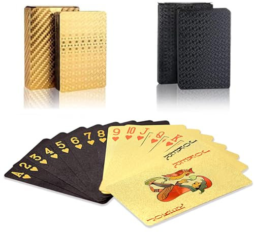 MenYiYDS 2 PCS Set di Carte Nere e Oro, Carte da Gioco Impermeabili, Strumenti per Il Gioco del Poker, Gioco di Carte per Famiglie, Come Il Nero e L'Oro.