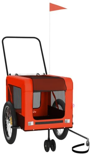 vidaXL Cykelvagn för djur orange och svart oxfordtyg och järn, lastvagn cykel, lastvagn, vagn cykel, lastvagnar cykel, lastvagnar, cykel vagn