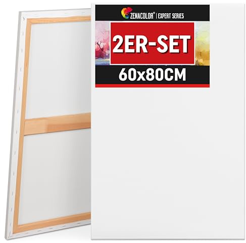 Zenacolor Lienzo 60x80 - Set de 2 Lienzo para Pintar 60x80 sin Ácido - Apto para Todo Tipo de Pintura sobre Lienzos