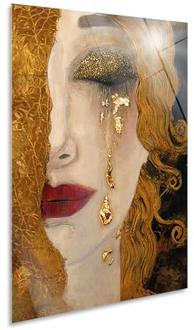 Giallobus - Cuadro - Gustav Klimt - Lágrimas doradas - Vidrio acrílico - 70L x 100l cm - Listo para colgar - Cuadros modernos para el hogar