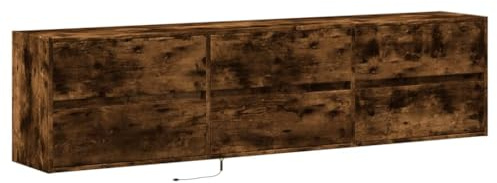 vidaXL Väggmonterad tv-bänk LEDs rökfärgad ek 180x31x45 cm, väggenhet, väggmonterad TV-enhet, väggmonterat skåp, TV-väggenhet, hängskåp, väggförråd