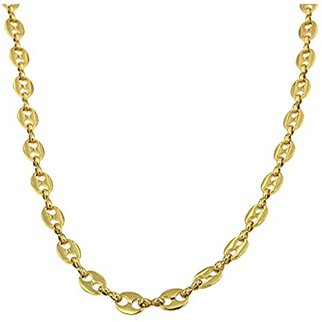 Halskette Kaffeebohnenkette 18kt Doublé 7mm Länge 50cm, Herren-Kette Goldkette Damen Geschenk Schmuck ab Fabrik Tendenze-Italy