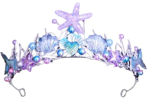 Tsffae Meerjungfrau Krone Mädchen Kristall Tiara Krone Halloween Ozean Stil Kostüm Seestern Haarschmuck Für Frauen Mädchen Geburtstag Party Tiaras