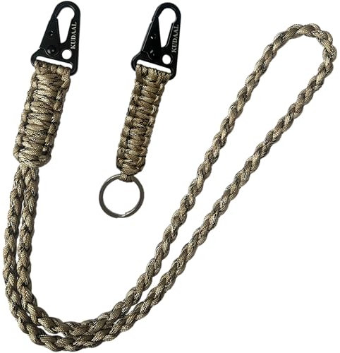 KUDAAL Paracord Schlüsselband, Umhängeband, geflochten, strapazierfähig, für Schlüssel, Ausweis, Geldbörse, Pfeife, Camouflage, 19.68 Inch