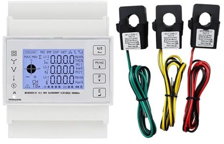 JXZDH Compteur d'énergie triphasé Din Rail Tension Intelligente Kwh Compteur consommation Compteur d'énergie électricité en Temps réel(100a)