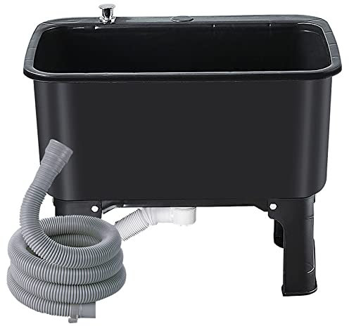 Slop Sinks,Floor Mop Sink Commercial Mop Service Basin, Utility Sink Mop Bucket with 1m Drain Hose, Bathroom Sink Laundry Tub Slop Sink, Outdoor Sink (Black)