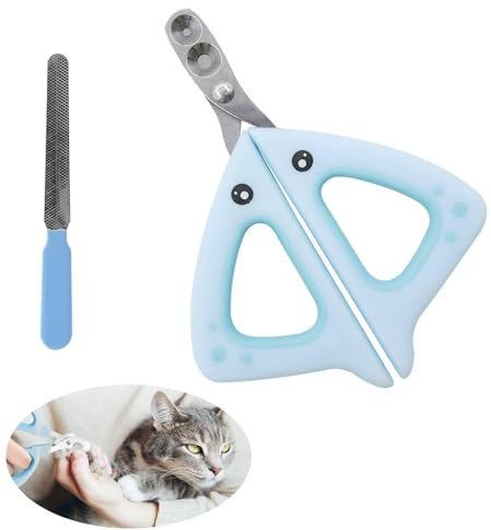 lcyen Cat Claw Cutter Set Cat Claw Cutter with 2 mm/4 mm Safety Hole Over-Cut Protection, Veterinarian Developed for Puppies/Small Dogs (1 Set Including Diamond File)