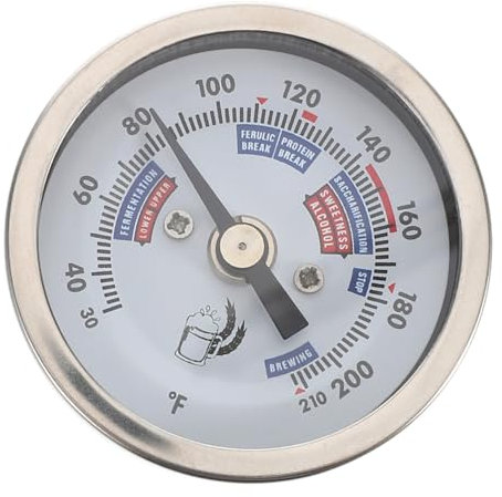 UTHCLO Stahl-weinfass-thermometer Mit Gewindeanschluss Präzisions-weinthermometer Für Braukessel Klar Ablesbares Zeigerthermometer Zur Wein-temperaturüberwachung