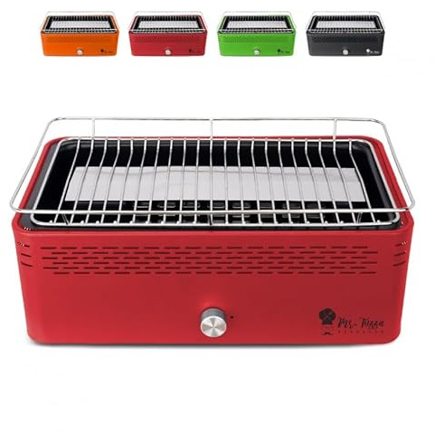Produce Shop Barbecue Senza Fumo a carbonella BBQ da Tavolo con Ventola Merapi - Rosso