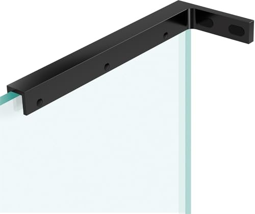 LukLoy Staffa fissa in vetro, da parete a vetro, barra di supporto per doccia sinistra | Staffa di montaggio a forma di L per pannelli in vetro da 8-12 mm, finitura in acciaio inossidabile, senza trapano per vetro