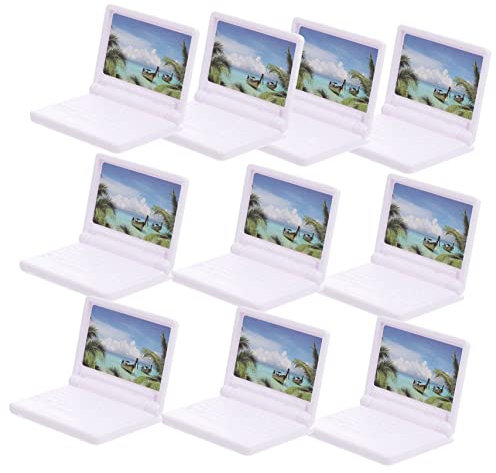 BESPORTBLE 10pcs Mini Laptop Models for Dollhouse Decor Decorative Computer Accessories Realistic Miniature Notebooks for Creative Dollhouse Layouts and Imaginative Play