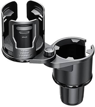 Upgrade Dual Cup Holder Expander, 2 in 1 Multifunction Cup Holder for Car with Lock, 360° Rotating Car Cup Drink Holder with Adjustable Base, Cupholder Expander for Large Water Bottles, Cups