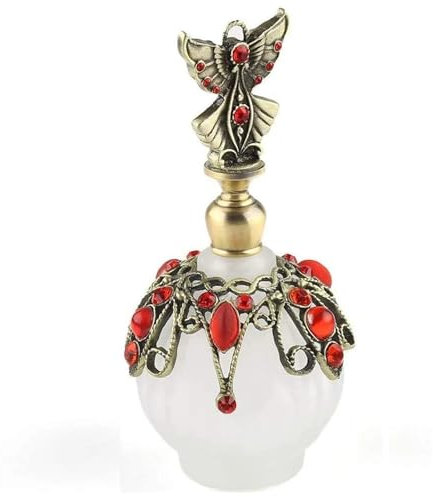 LCUVIMPEX Perfume de la Vendimia de Vidrio Botella vacía ， Botella de Metal Vintage de 30 ml con Forma de Mariposa